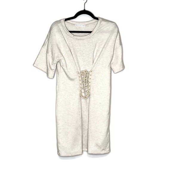 Potter's Pot Heathered Cream Lace-Up T-shirt Dress - Picture 4 of 7